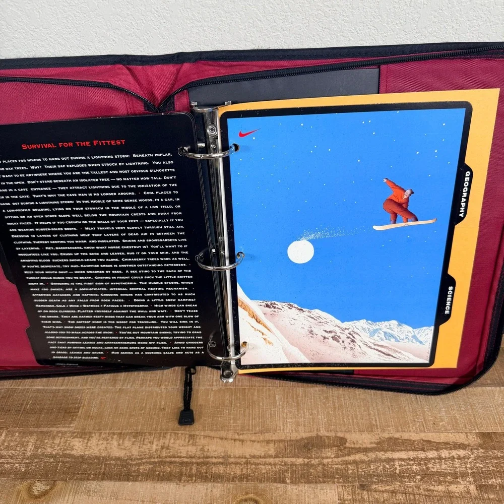 Vintage 90s Nike Trapper Keeper Mead Zipper Binder Unisex Red Black Look‎ Inside